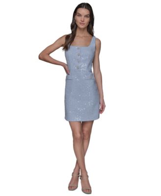 KARL LAGERFELD PARIS - Women's Sequinned Tweed Sheath Dress