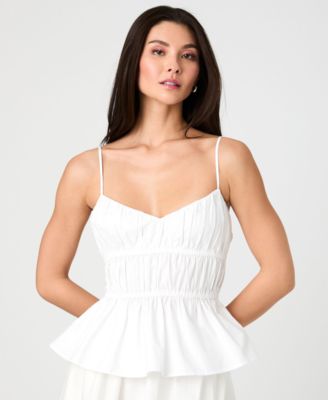 French Connection - Women's Cotton Poplin Strappy Peplum Top
