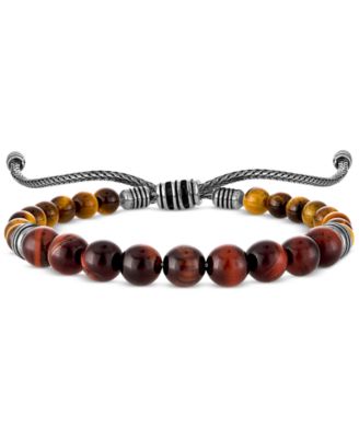 Esquire Men's Jewelry - Tiger Eye Bead Bolo Bracelet in Sterling Silver