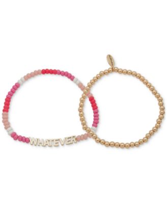 Clueless - Gold-Tone 2-Pc. Set Whatever Mixed Bead Stretch Bracelets