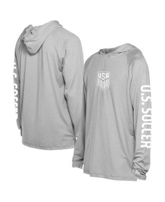 5th & Ocean - Men's&nbsp; Gray USMNT Adventure Raglan Long Sleeve Hooded T-Shirt