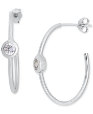 Giani Bernini - Cubic Zirconia Bezel Small Hoop Earrings, 0.75"