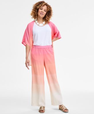 JM Collection - Women's Ombre Crinkle Wide-Leg Pants, Exclusively at Macy's