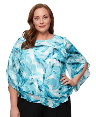 Alex Evenings - Plus Size Printed Burnout Blouse
