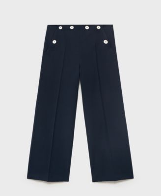 MANGO - Women's Contrasting Button Detail Straight Trousers