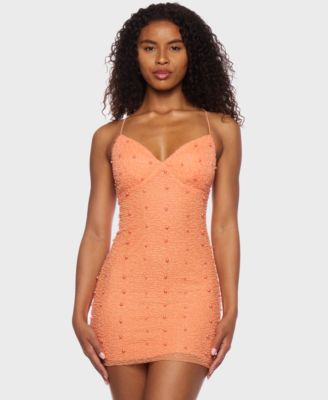 Alex & Sophia - Juniors' Embellished Open-Back Bodycon Dress