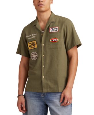 Lucky Brand - Men's Short Sleeve Jeep Patch Embroidered Button-Front Shirt
