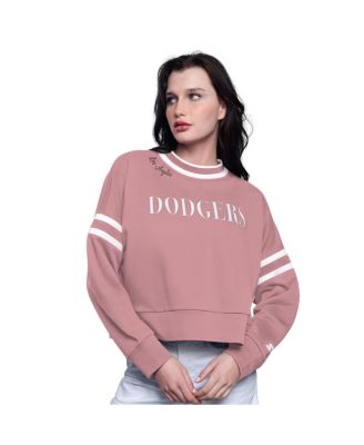 Starter - Women's&nbsp;Pink Los Angeles Dodgers Power Play Cropped Pullover Sweatshirt