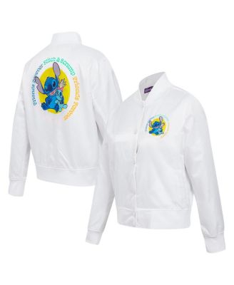 Freeze Max - Women's White Lilo and Stitch Scrump Stitch Full-Snap Satin Jacket