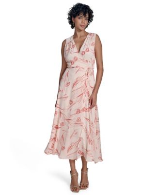 Calvin Klein - Women's Sleeveless Chiffon Wrap A-Line Dress