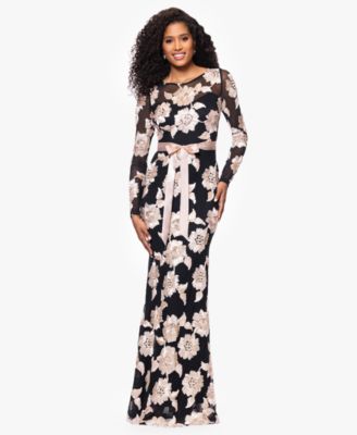 Betsy & Adam - Petite Jacquard Printed Long Sheath Dress
