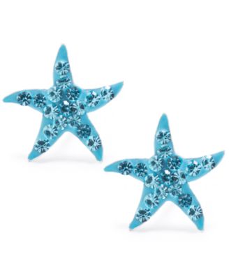 Giani Bernini - Light Aqua Pave Crystal Starfish Stud Earrings set in Sterling Silver