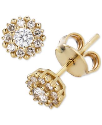 Macy's - Diamond Halo Stud Earrings (1/3 ct. t.w.) in 14k Gold