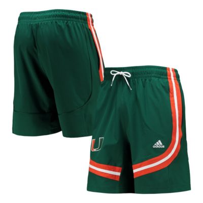 adidas - Men's Green Miami Hurricanes Swingman Basketball AEROREADY Shorts