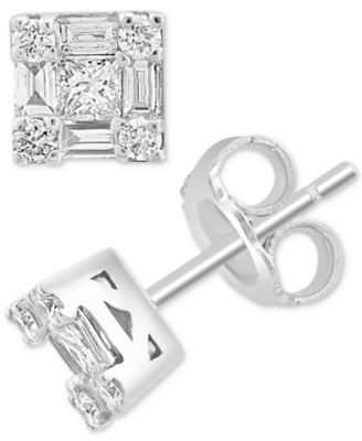 EFFY Collection - Diamond Multi-Cut Cluster Stud Earrings (1/2 ct. t.w.) in 14k White Gold