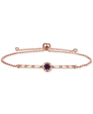 Macy's - Amethyst & Polished Bar Bolo Bracelet (1/4 ct. t.w.) in Rose Gold-Plated Sterling Silver (Also in Swiss Blue Topaz & Madeira Citrine)
