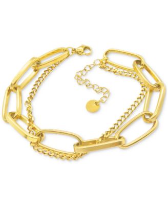 ADORNIA - 14k Gold-Plated Oversized Paperclip Mixed Chain Bracelet