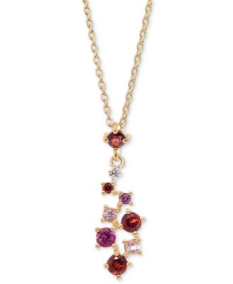 Macy's - Multi-Gemstone (5/8 ct. t.w.) Pendant Necklace in 14k Gold over Sterling Silver, 18"