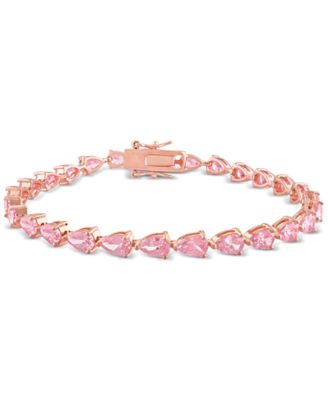Macy's - Lab-Grown Pink Sapphire Pear Shape Tennis Bracelet (13-1/2 ct. t.w.) in Rose-Plated Sterling Silver