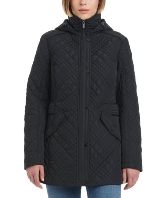 Jones New York - Women's Hooded Stand-Collar Quilted Coat