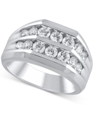 Macy's - Men's Diamond Two-Row Channel-Set Ring (1-1/2 ct. t.w.) in 10k White, Yellow or Rose Gold