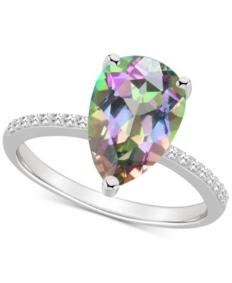Macy's - Mystic Topaz (3-5/8 ct. t.w.) & Diamond (1/10 ct. t.w.) Pear Ring in Sterling Silver (Also in Pink Topaz)