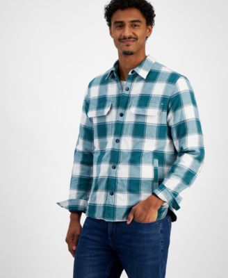 Sun + Stone - Men's Aviv Long Sleeve Snap-Front Plaid Shirt Jacket