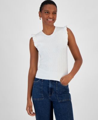 And Now This - Women's Pointelle Knit Sleeveless Sweater, Created for Macy's