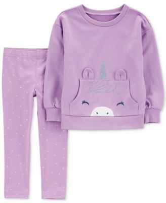 Carter's - Toddler Girls Glitter Unicorn Sweatshirt & Dot-Print Leggings, 2 Piece Set