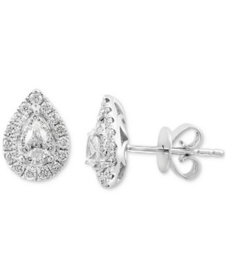 EFFY Collection - Diamond Pear & Round Halo Stud Earrings (1/2 ct. t.w.) in 14k White Gold
