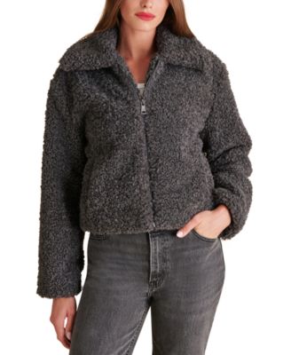 Steve Madden - Women's Pippin Curly-Fleece Zippered Jacket