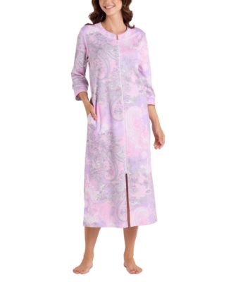 Miss Elaine - Plus Size Printed 3/4-Sleeve Long Robe