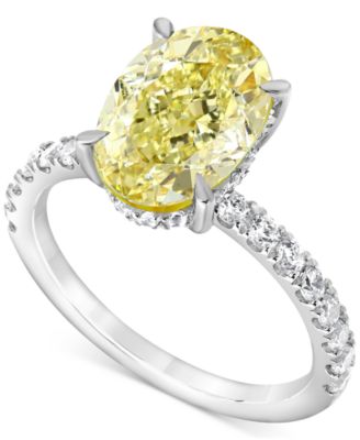 Badgley Mischka - Certified Lab Grown Diamond Solitaire Plus Oval Engagement Ring (3-1/2 ct. t.w.) in 14k White Gold