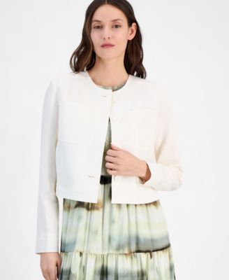 Anne Klein - Petite Button-Front Patch-Pocket Jacket