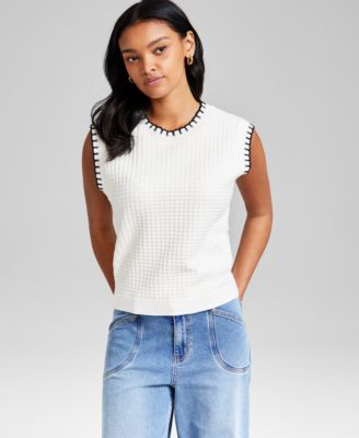 And Now This - Women's Whip Stitch Crewneck Sweater Vest