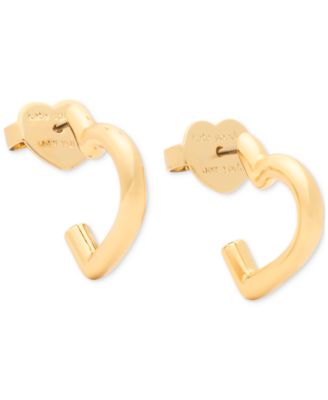 kate spade new york - Gold-Tone Polished Heart Huggie Hoop Earrings, 0.63"