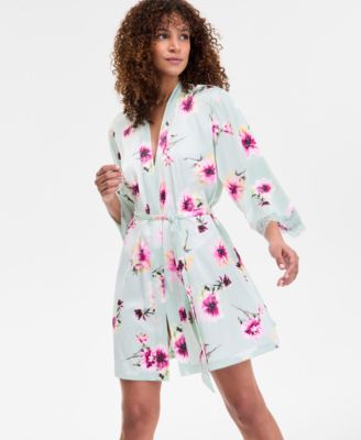 I.N.C. International Concepts - Women's Lace-Trim Satin Robe