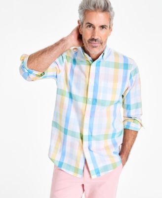 Club Room - Men's Brook Regular-Fit Stretch Plaid Button-Down Poplin Shirt
