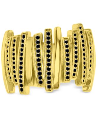 Macy's - Black Cubic Zirconia Multi Row Ring in 14k Gold Over Sterling Silver