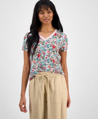 Nautica Jeans - Women's Floral-Print V-Neck Top
