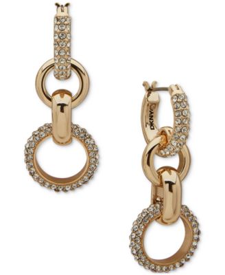 DKNY - Gold-Tone Crystal Pav&eacute; & Polished Multi Link Drop Earrings