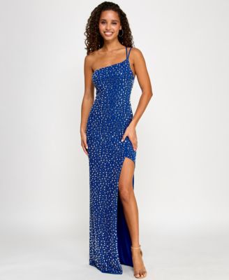 B Darlin - Juniors' Embellished One-Shoulder Sleeveless Gown