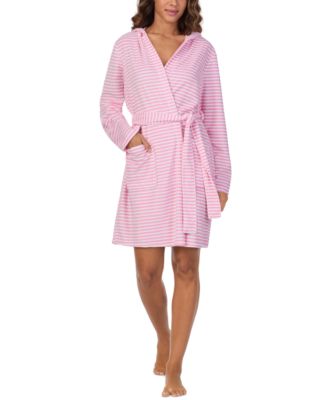 Cuddl Duds - Women's Short Long-Sleeve Hooded Wrap Robe
