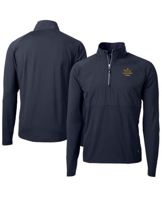 Cutter & Buck - Men's Cutter Buck Navy Notre Dame Fighting Irish Play Like A Champion Today Adapt Eco Knit Stretch Hybrid Quarter-Zip Pullover Top
