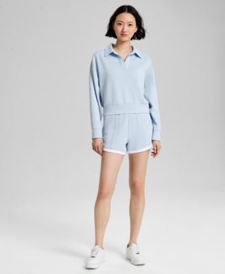 And Now This - Women's Scuba Contrast-Hem Pull-On Shorts