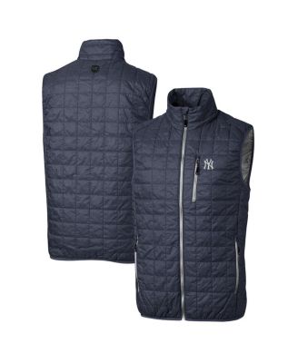 Cutter & Buck - Men's Heathered Navy New York Yankees Rainier Full-Zip Puffer Vest