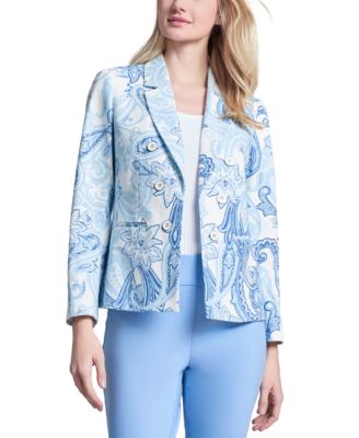 Jones New York - Women's Paisley-Print Faux-Double-Breasted Jacket