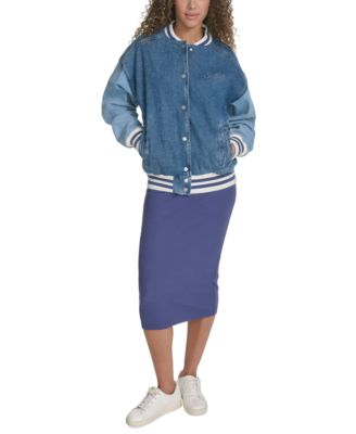 Starter - Women's Colorblocked Denim Varsity Jacket