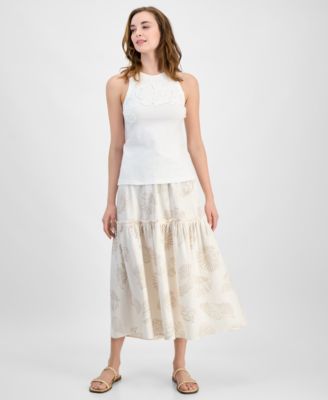 Jones New York - Women's Cutaway Appliqu&eacute; Tank Top & Tiered Maxi Skirt