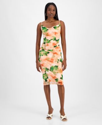 Bar III - Women's Printed Cowlneck Sheath Dress
